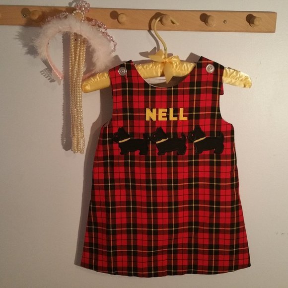 Kellys Kids Size 4 Red Black Plaid Jumper Dress - Picture 2 of 8